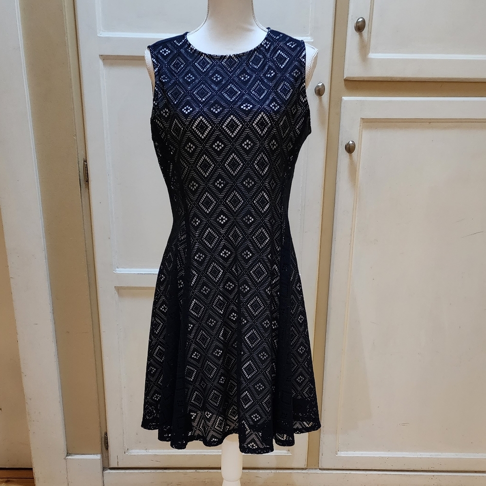 New York & Company Printed Color Block Wrap Dress - Picture 2 of 14